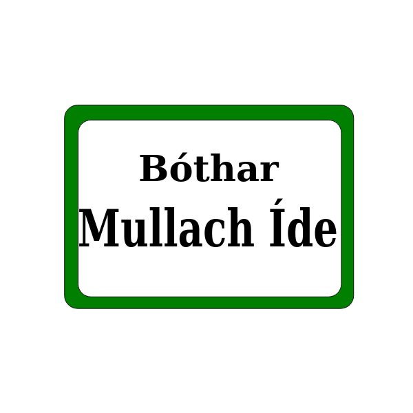 Malahide Road sign Irish.